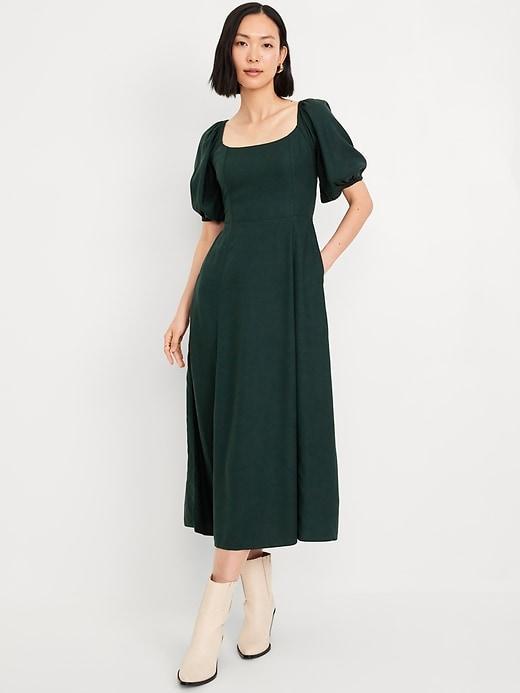 Fit and Flare Crepe Midi Dress product image