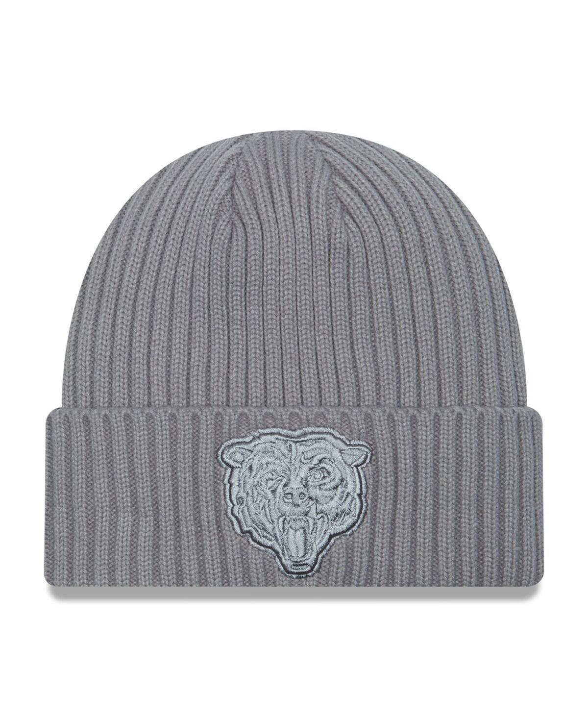 Mens New Era Gray Chicago Bears Color Pack Cuffed Knit Hat, Grey Product Image