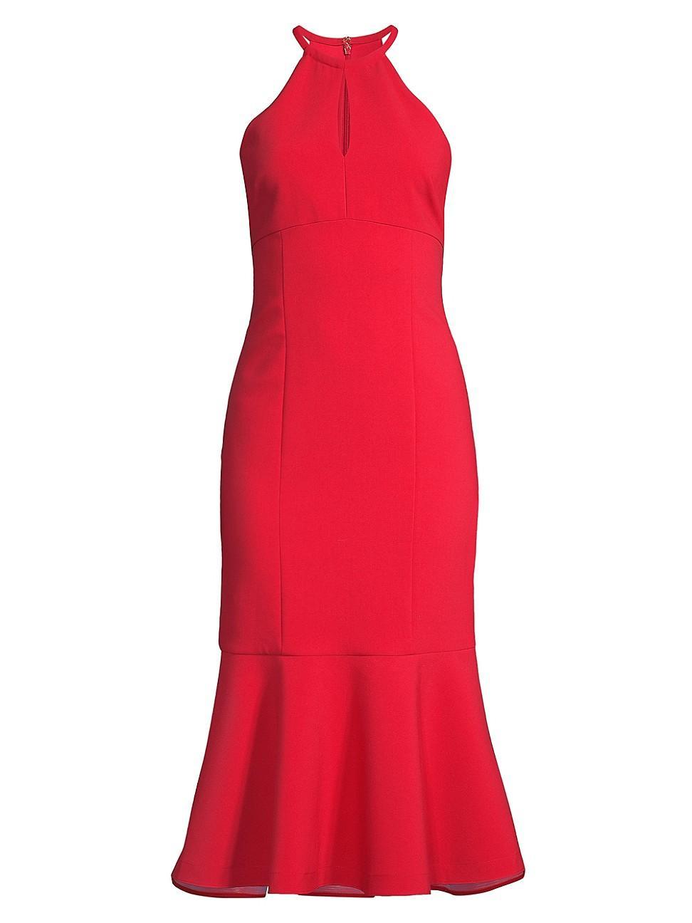 Womens Tammio Cut-Out Flounce Midi-Dress Product Image