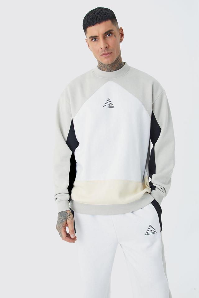 Tall Oversized Colour Block Sweatshirt Tracksuit | boohooMAN USA Product Image