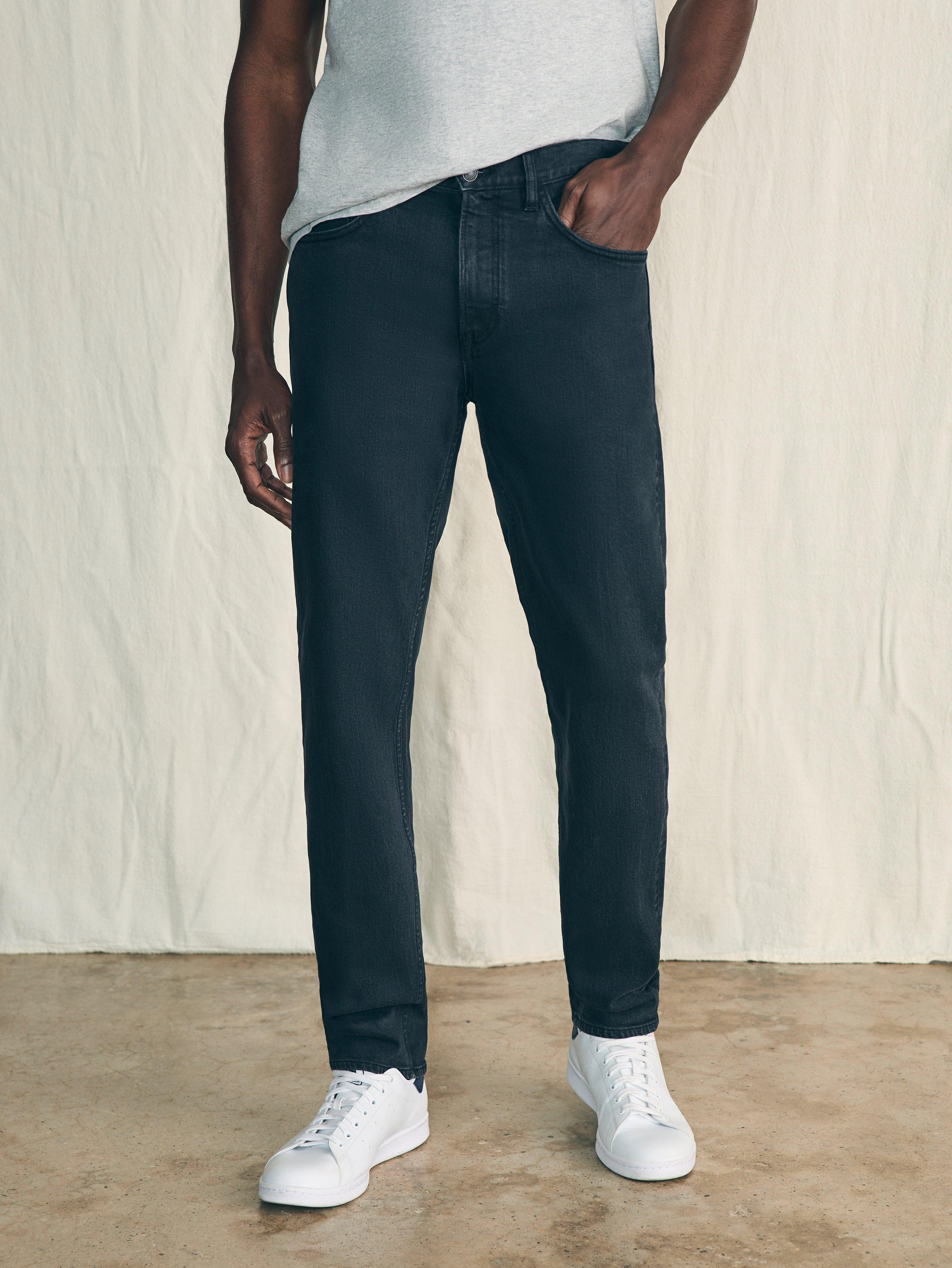 Organic Cotton Slim Straight Denim (34" Inseam) - Black Smoke Wash Male Product Image