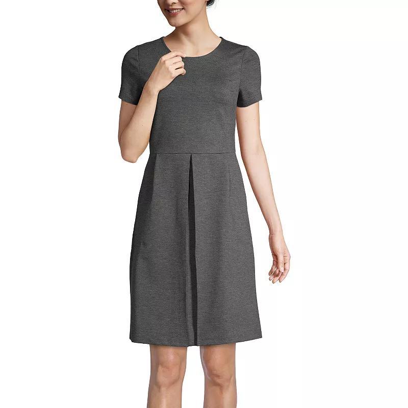 Womens Lands End School Uniform Short Sleeve Ponte Mini Dress Grey Heather product image