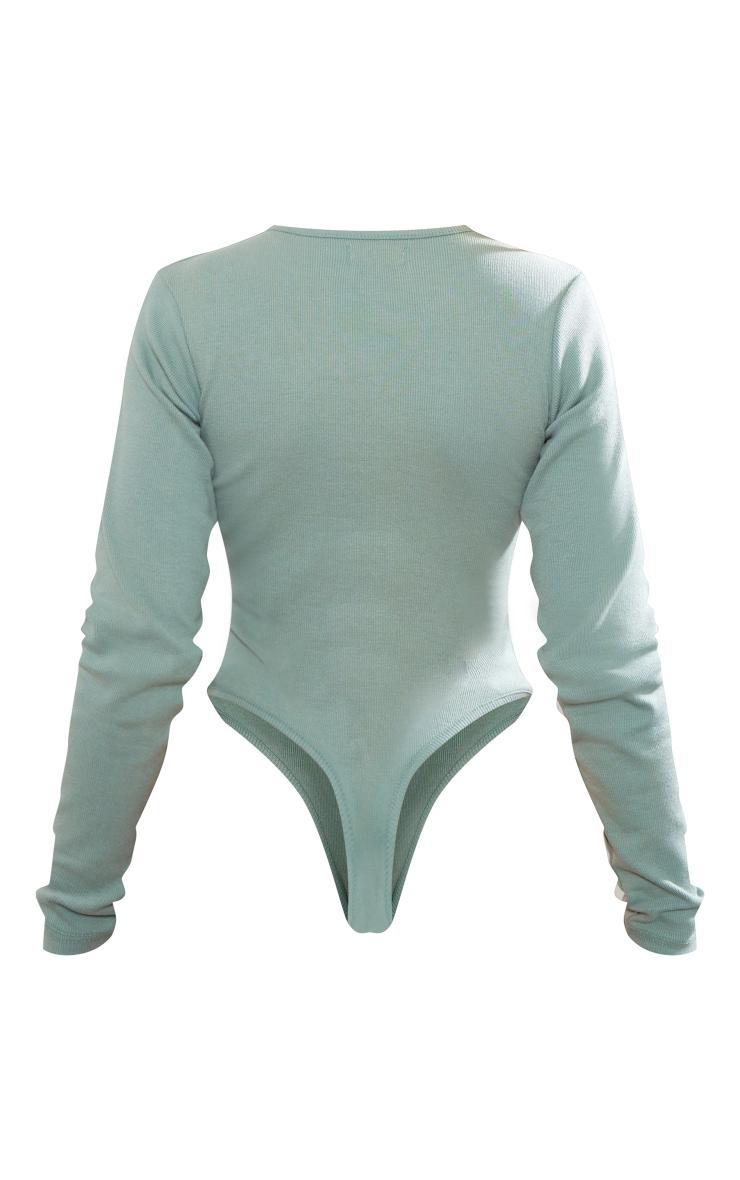 Sea Green Basic Rib Long Sleeve Bodysuit Product Image