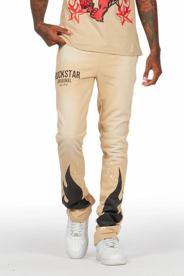 Damani Beige Patchwork Stacked Flare Pants Male Product Image