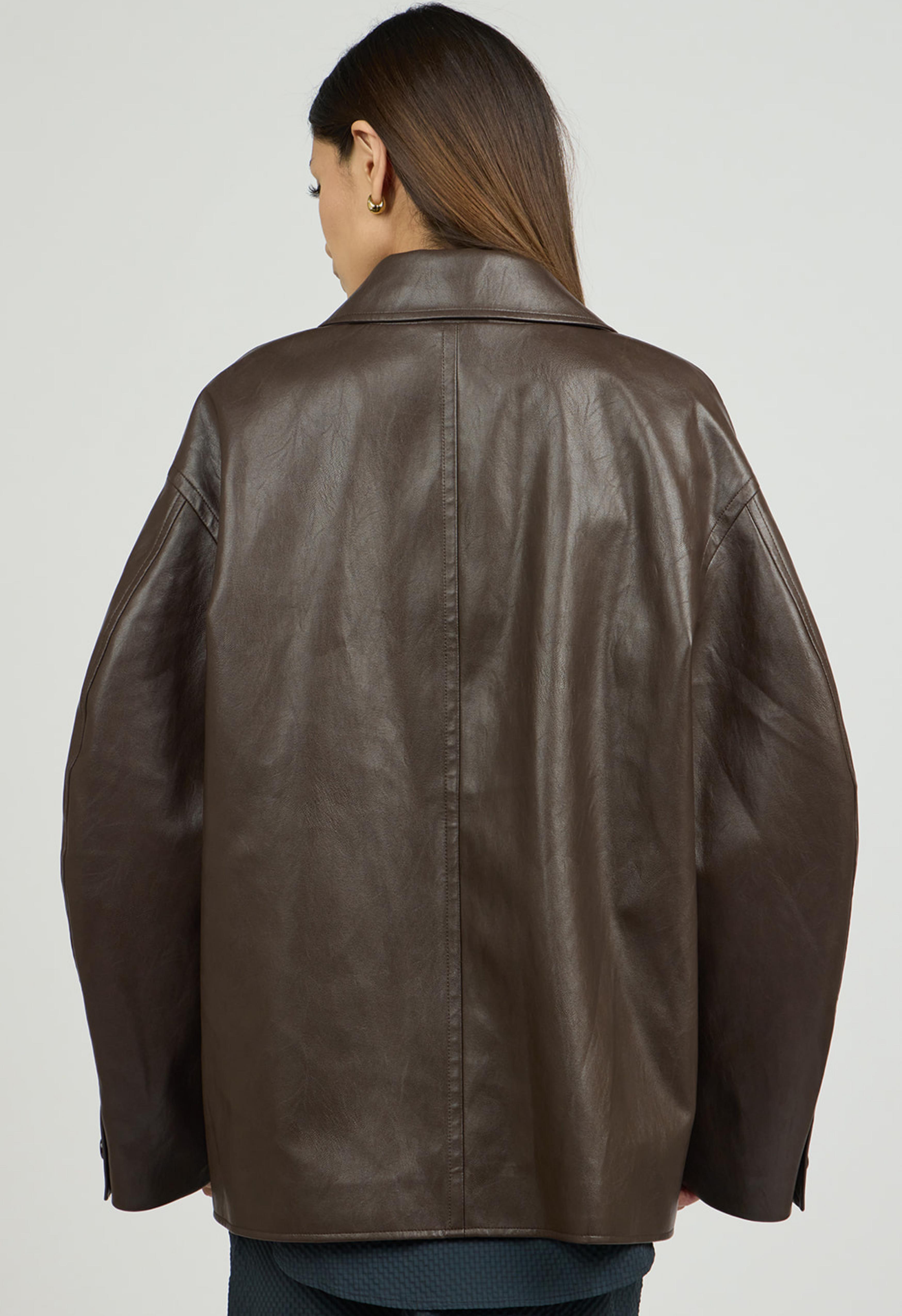 Toni Brown Vegan Leather Jacket Product Image