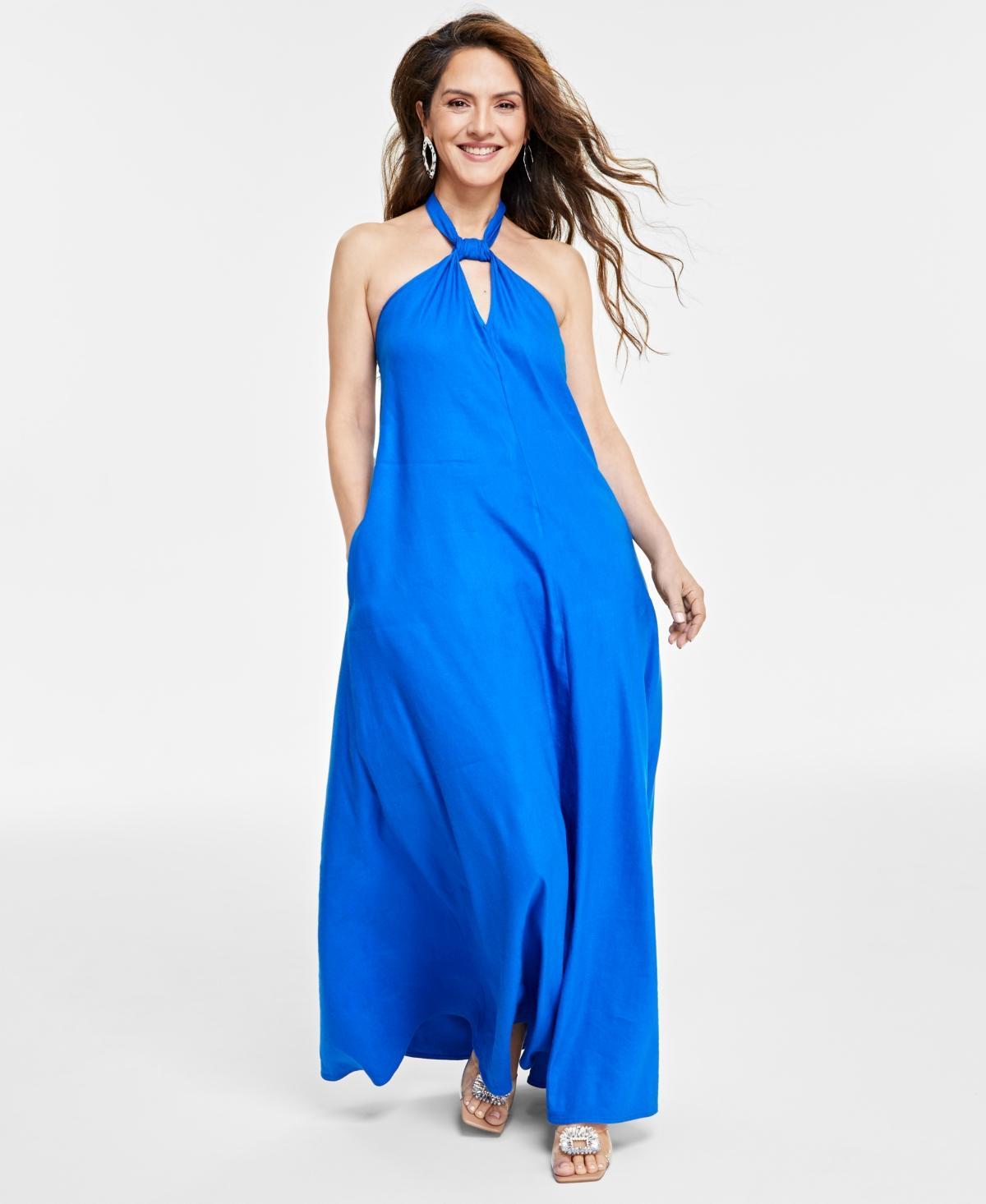 I.n.c. International Concepts Womens Linen Halter-Neck Maxi Dress, Created for Macys Product Image