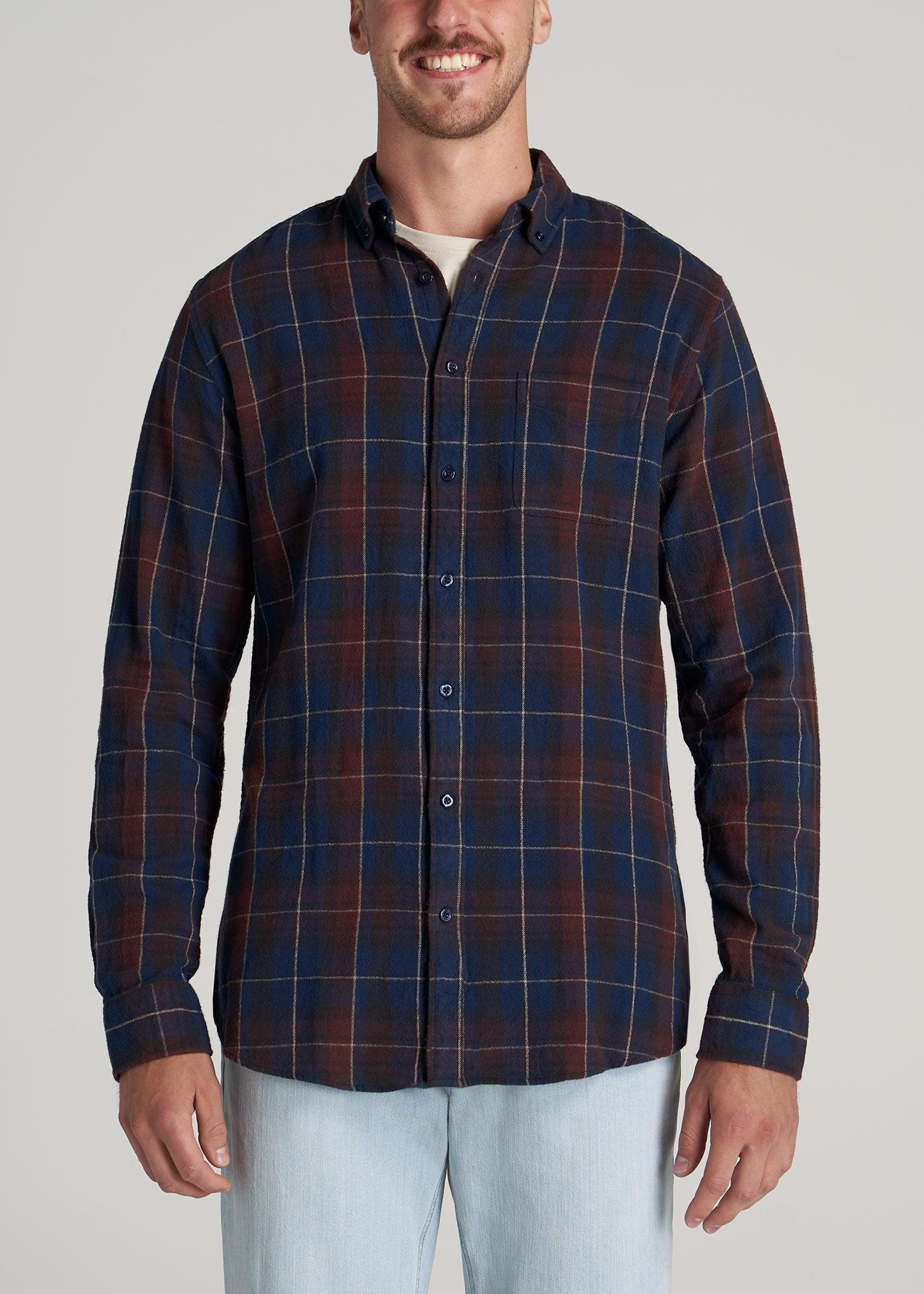 Men's Tall Nelson Button-Up Shirt in Port & Dark Cobalt Plaid Product Image