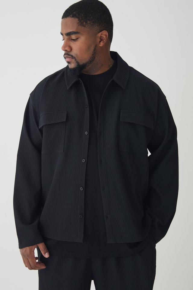 Plus Pleated Cargo Overshirt | boohooMAN USA Product Image