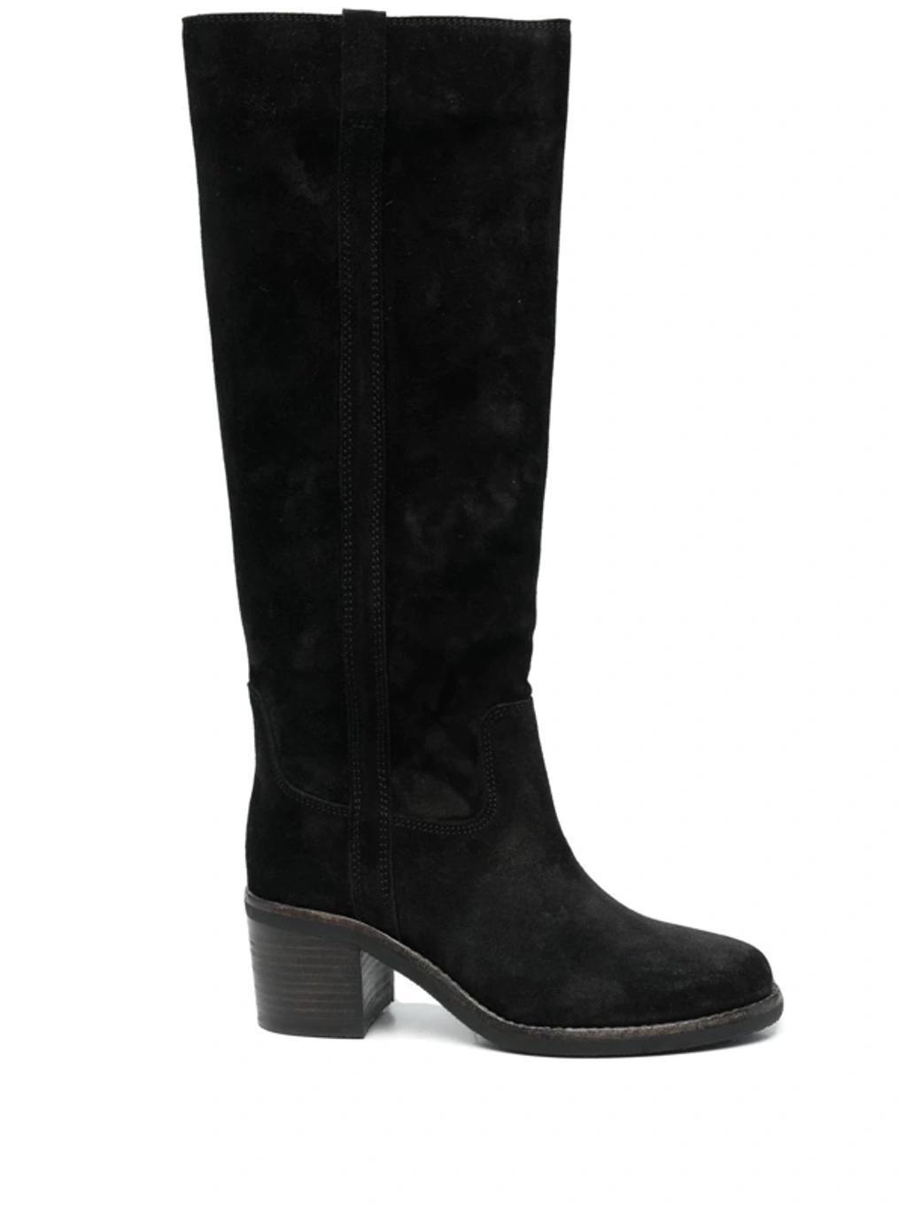 55mm Knee-high Suede Boots In Black Product Image