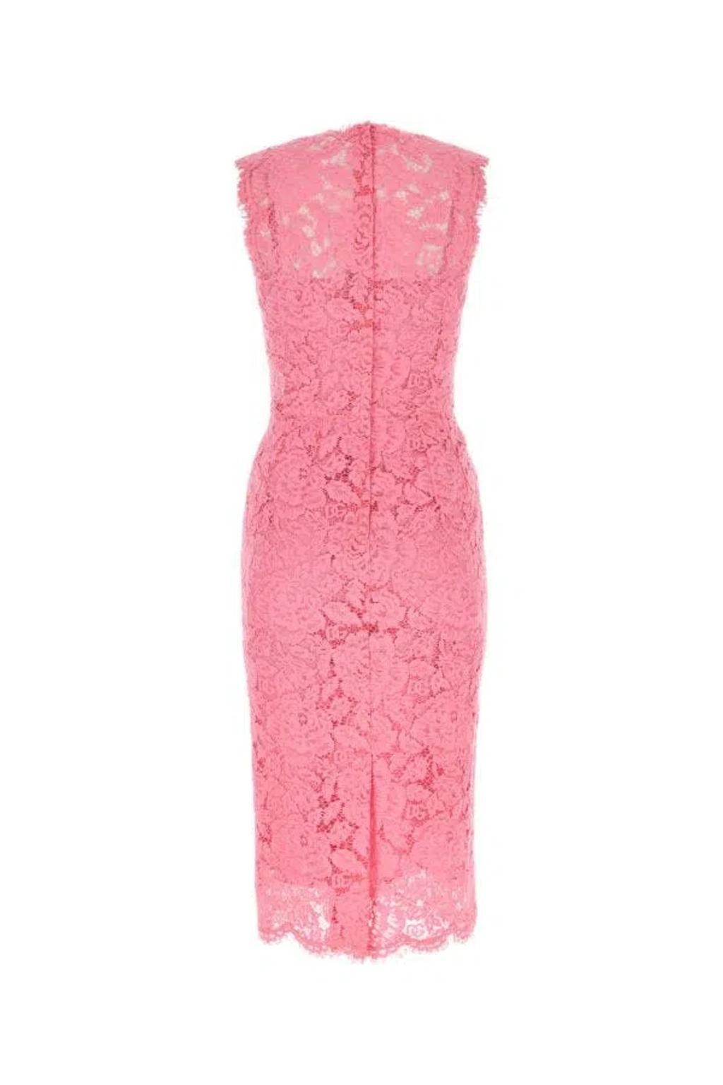 DOLCE & GABBANA Pink Stretch Lace Dress Product Image