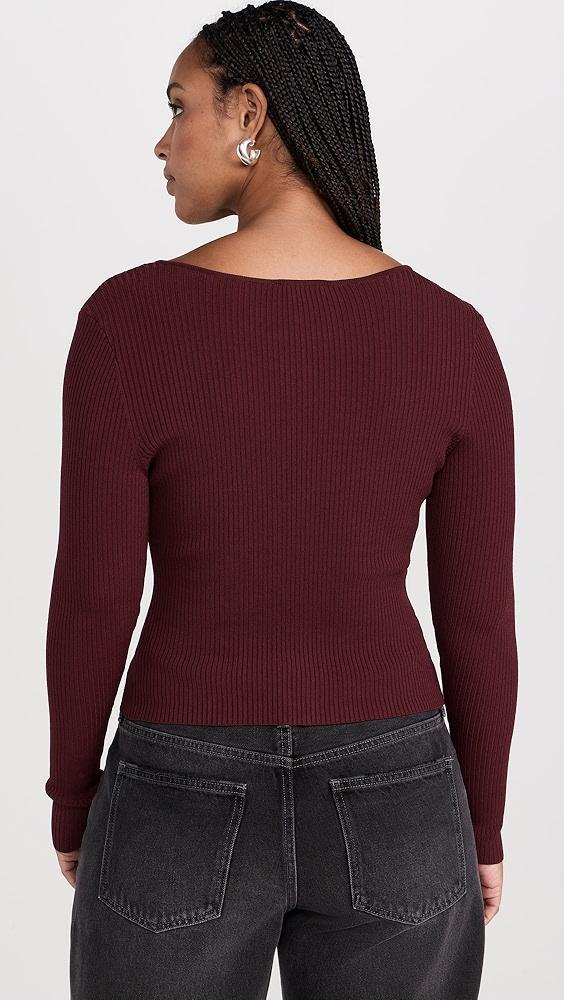 Good American Virgo Rib Zip Front Sweater | Shopbop Product Image