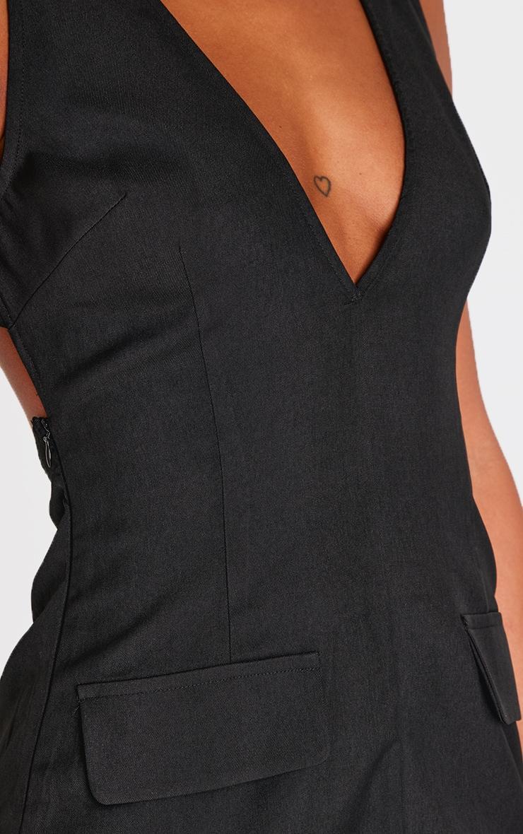 Black Plunge Pocket Detail Mini Dress Product Image