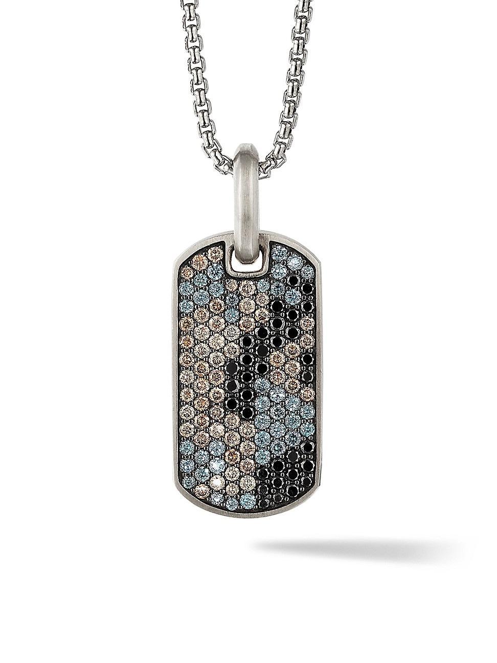 Mens Sterling Silver, Pav Diamond & Garnet Camo Enhancer Tag Product Image