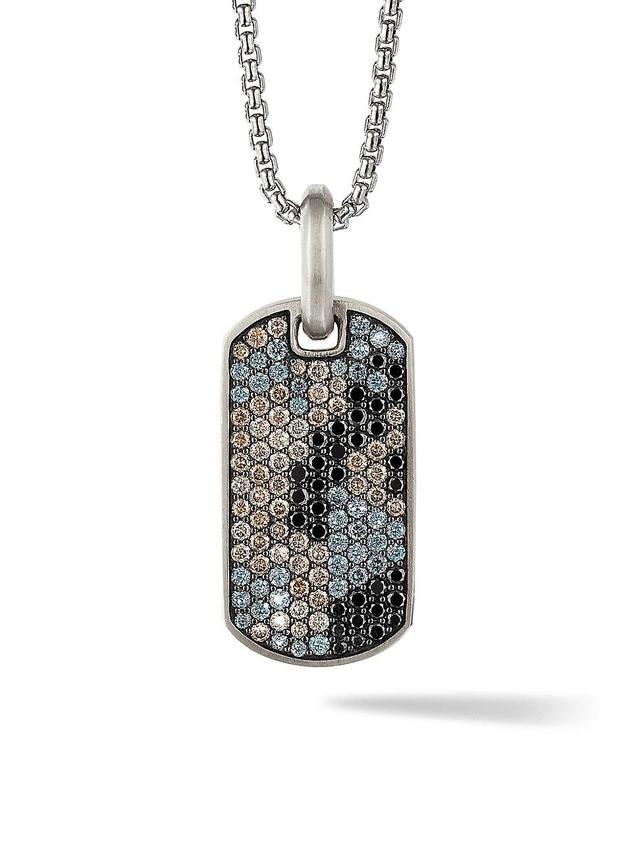 Mens Sterling Silver, Pav Diamond & Garnet Camo Enhancer Tag Product Image