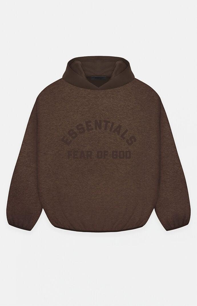 Fear of God Essentials Men's Heather Wood Nylon Fleece Hoodie in Heather Wood/Wood - Product Image