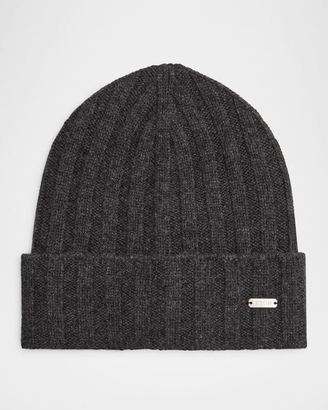 Mens Cashmere Rib Beanie Hat Product Image