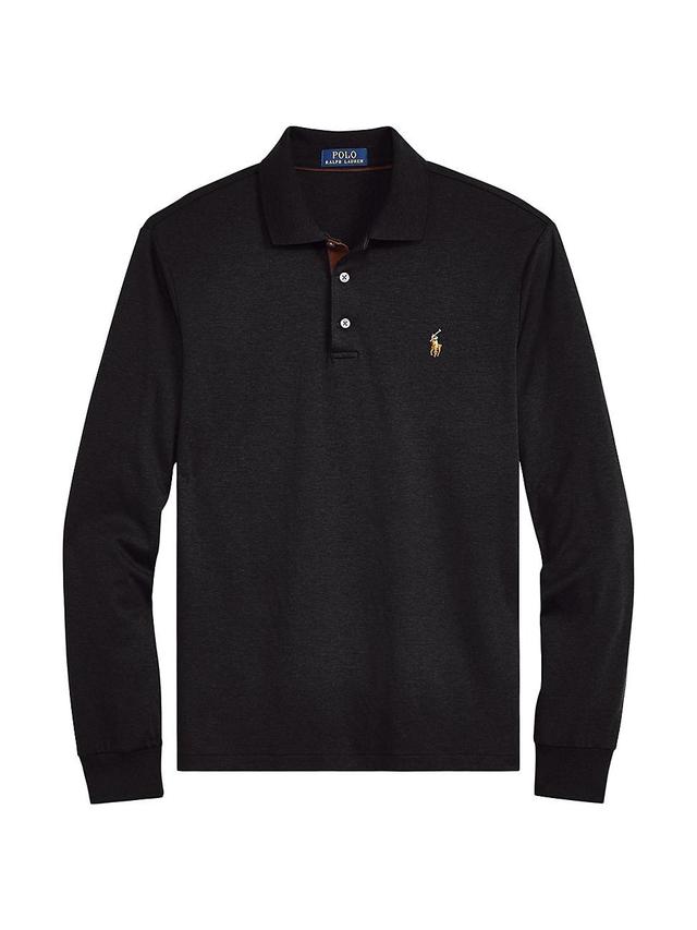 Mens Cotton Interlock Long-Sleeve Polo Shirt Product Image