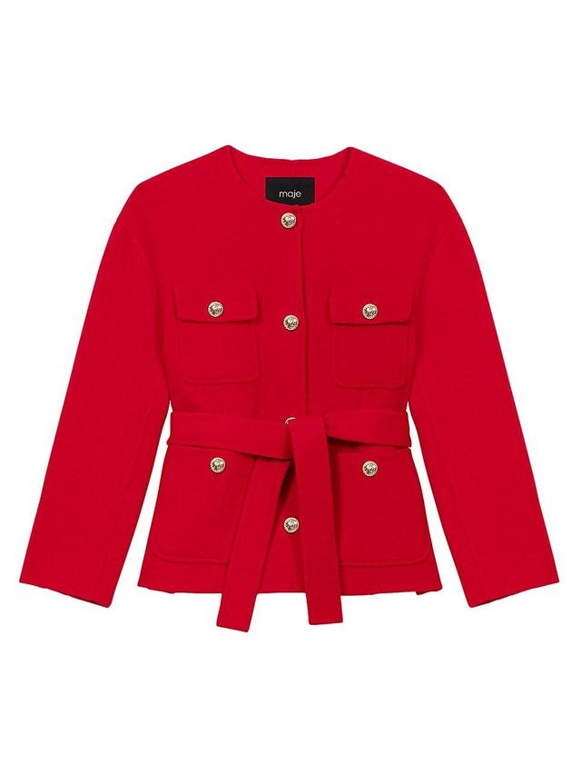 Womens Belted Double-Faced Jacket Product Image