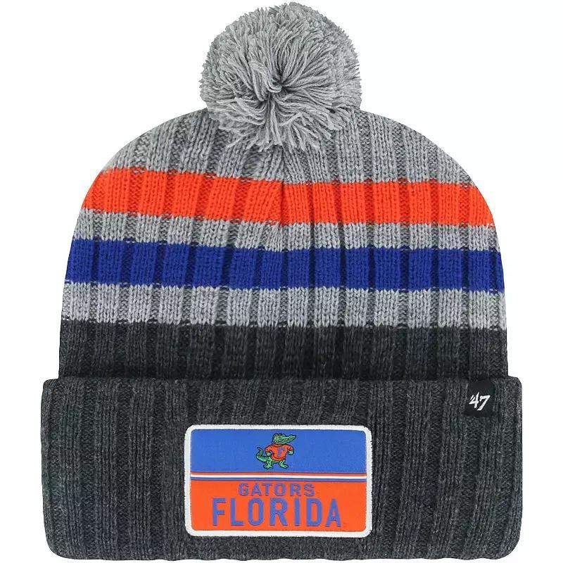 Mens 47 Charcoal Florida Gators StackStriped Cuffed Knit Hat with Pom Product Image