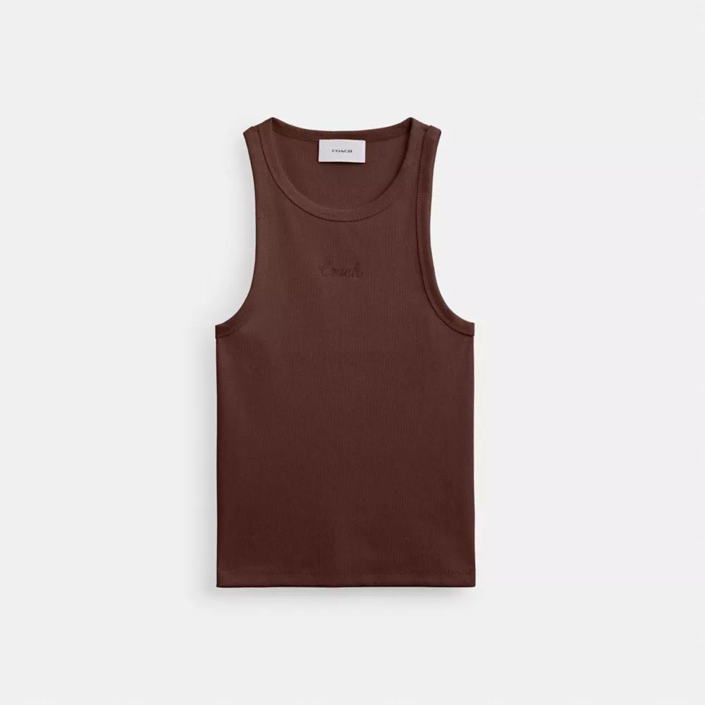 Ribbed Coach Script Tank Top Product Image