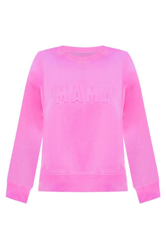 Mama Embossed Logo Power Pink Graphic Sweatshirt Product Image