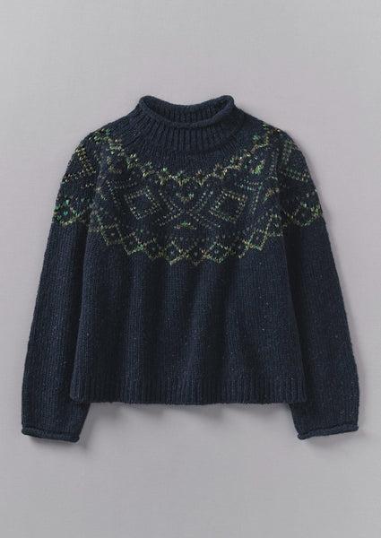 Graphic Yoke Sweater | Navy/Green Product Image