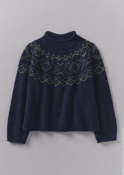 Graphic Yoke Sweater | Navy/Green Product Image