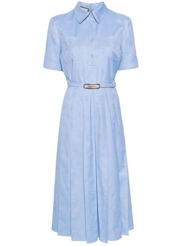 Jacquard-logo Midi Dress In Blue Product Image