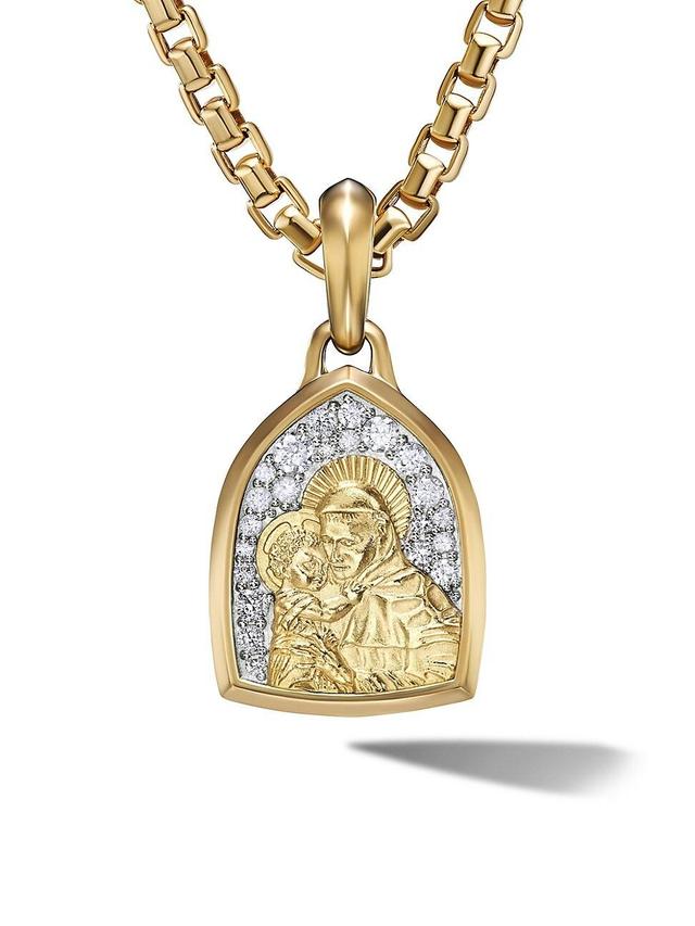 Mens St. Anthony Amulet in 18K Yellow Gold with Pav Diamonds Product Image