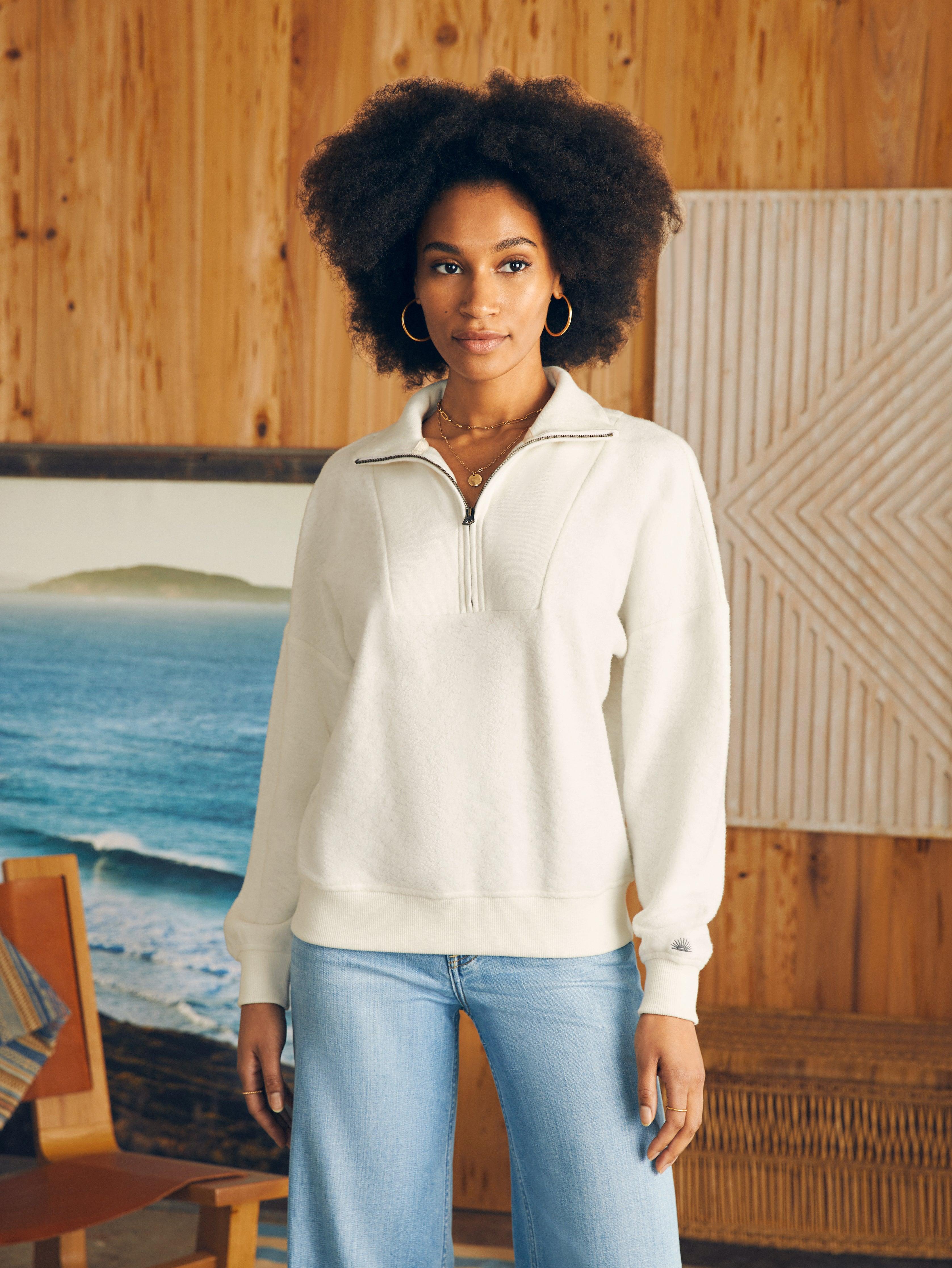 Beach Fleece Quarter Zip - Egret Female Product Image