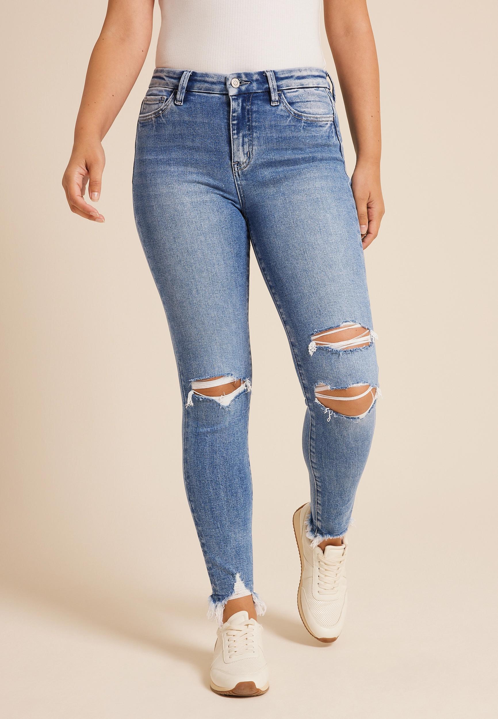 Flying Monkey Flying Monkey Womens High Rise Ripped Skinny Jeans Blue Size 29 - Maurices product image