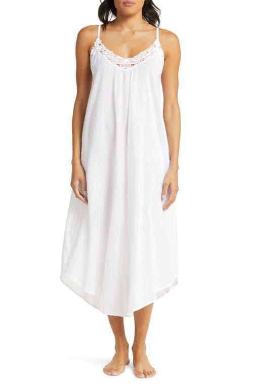 Womens Lace-Trimmed Swiss Dot Cotton Nightgown Product Image