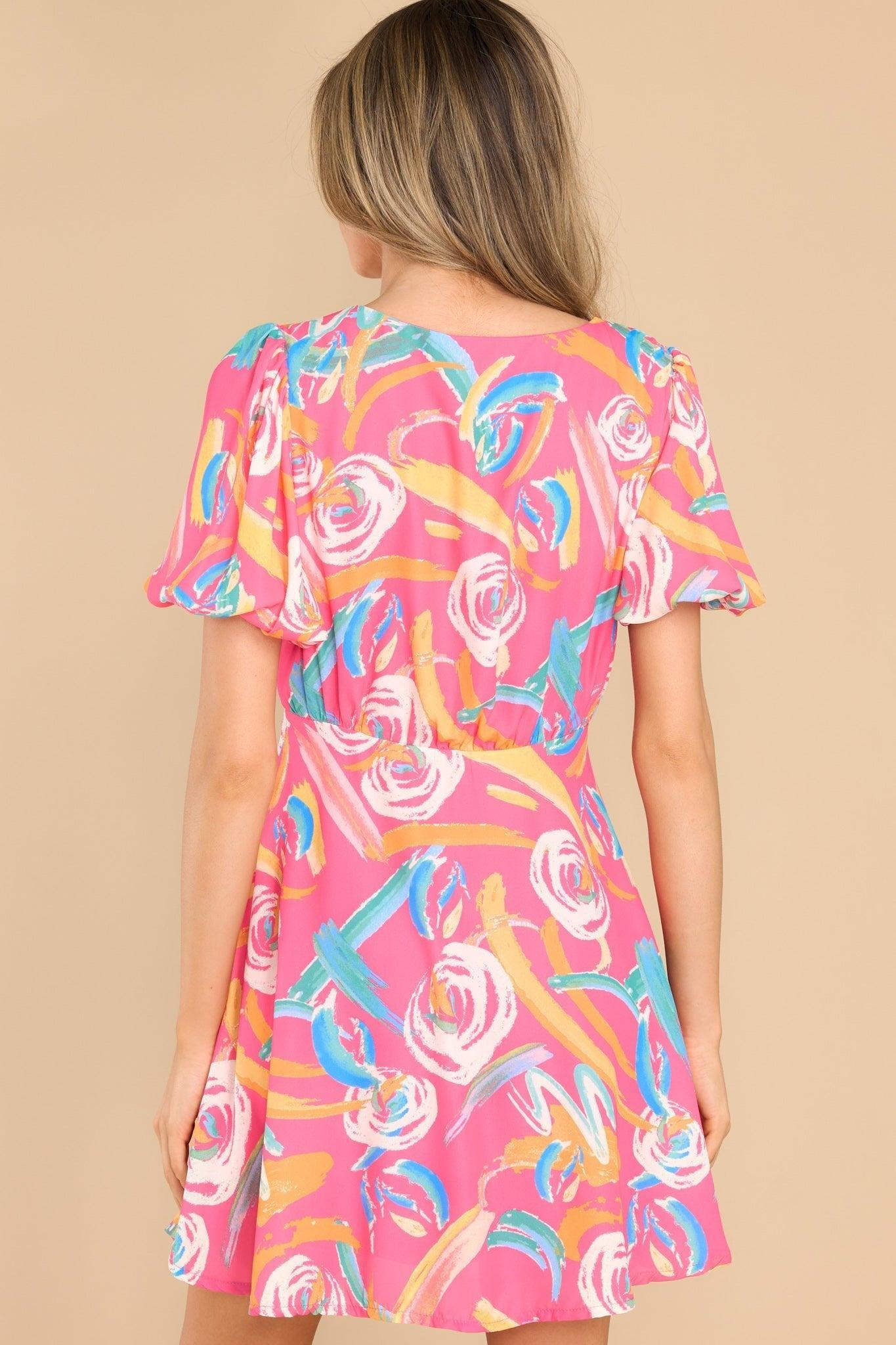 Sunset Cocktails Pink Multi Print Dress Product Image