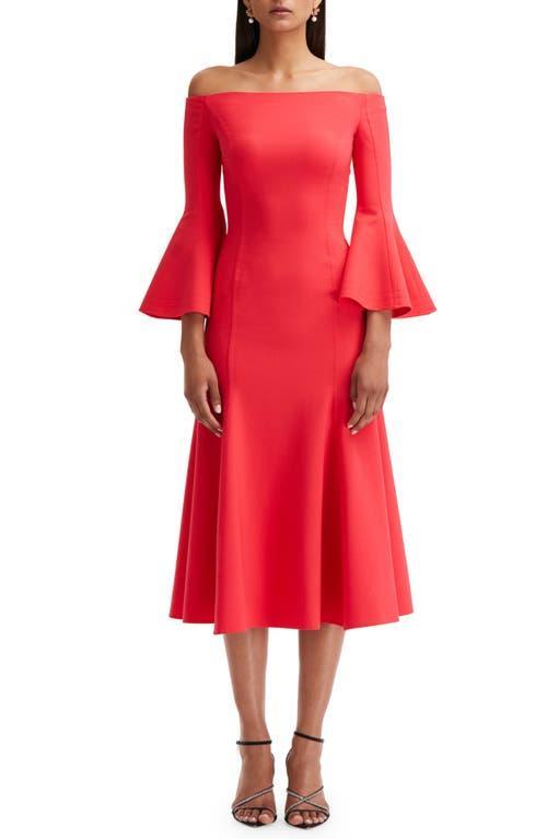 Oscar de la Renta Bell Cuff Off the Shoulder Midi Dress Product Image