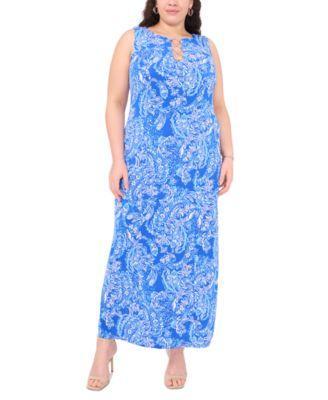 Plus Size Three-Ring Printed Sleeveless Maxi Dress Product Image