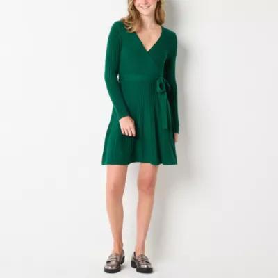 by&by Womens Long Sleeve Sweater Dress Juniors Product Image