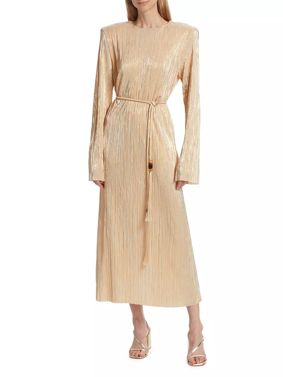 Afek Metallic Plissé Maxi Dress Product Image