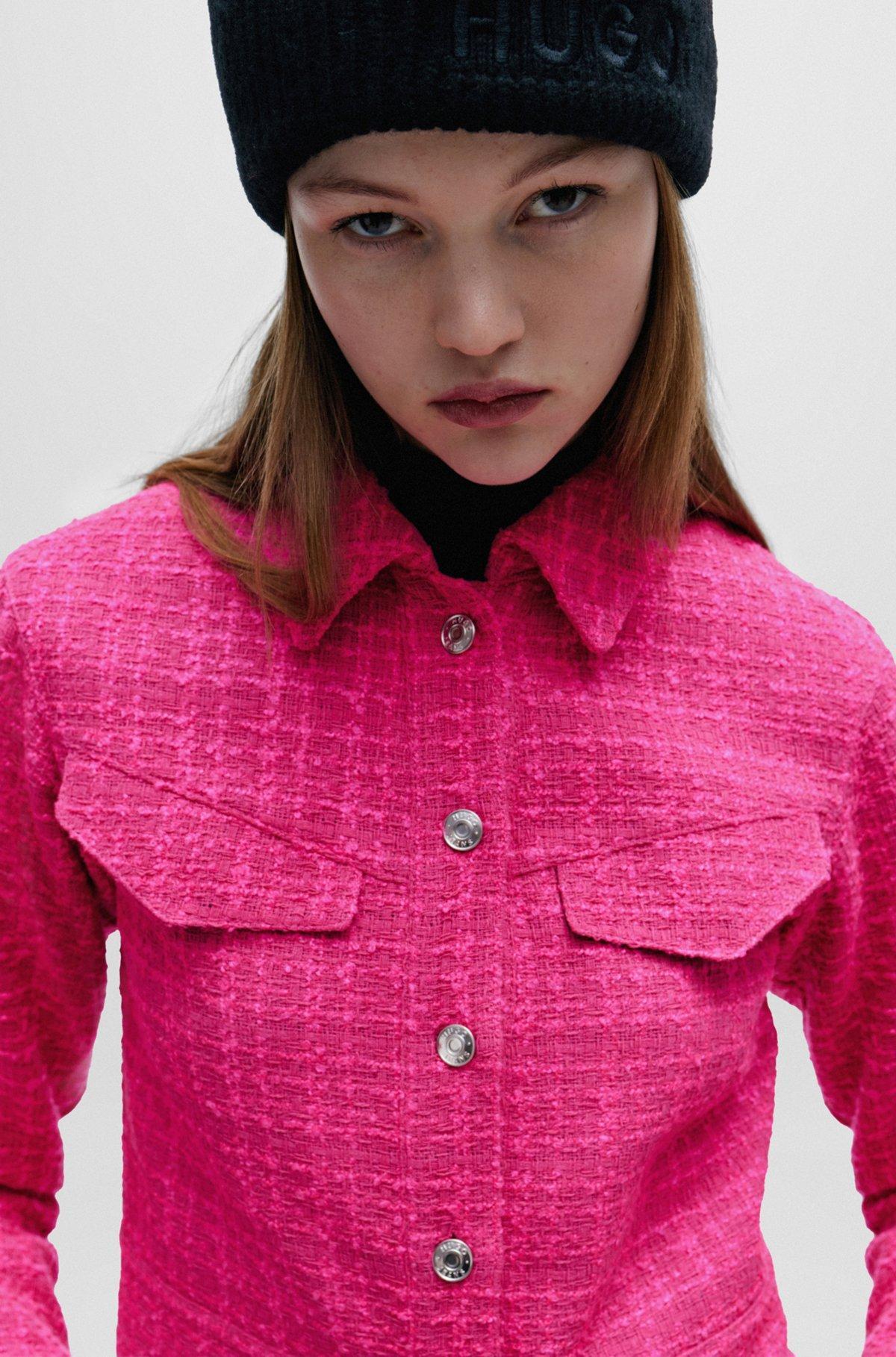 Relaxed-fit jacket in bouclé fabric with polished trims Product Image