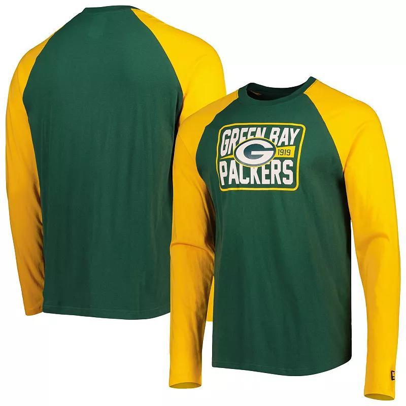 Mens New Era Bay Packers Current Raglan Long Sleeve T-Shirt Product Image