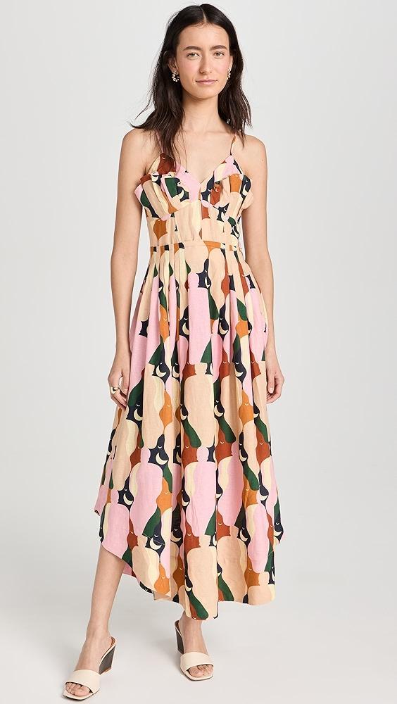 FARM Rio The Kiss Multicolor Sleeveless Midi Dress | Shopbop Product Image