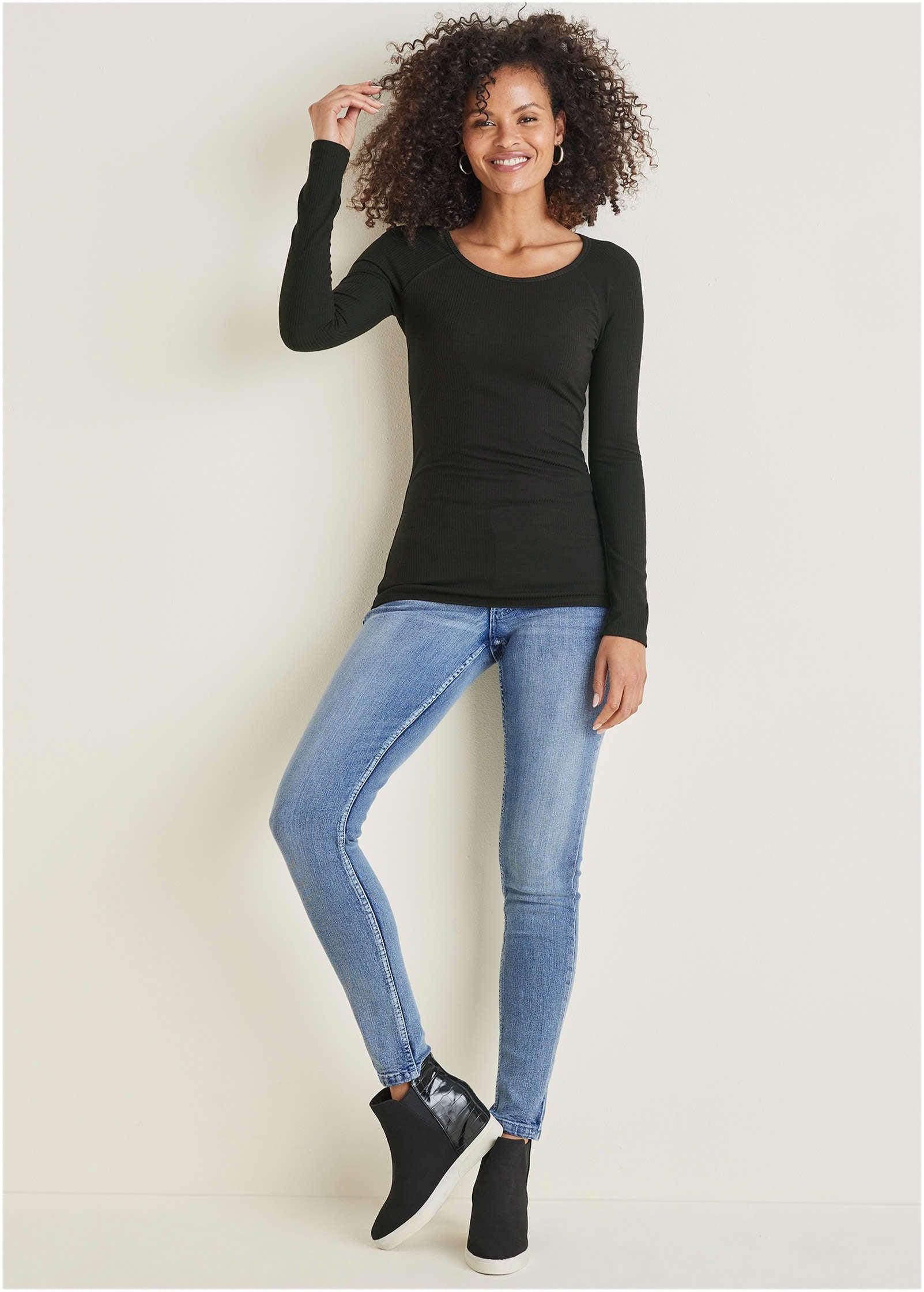 Ribbed Crew Neck Top - Black product image