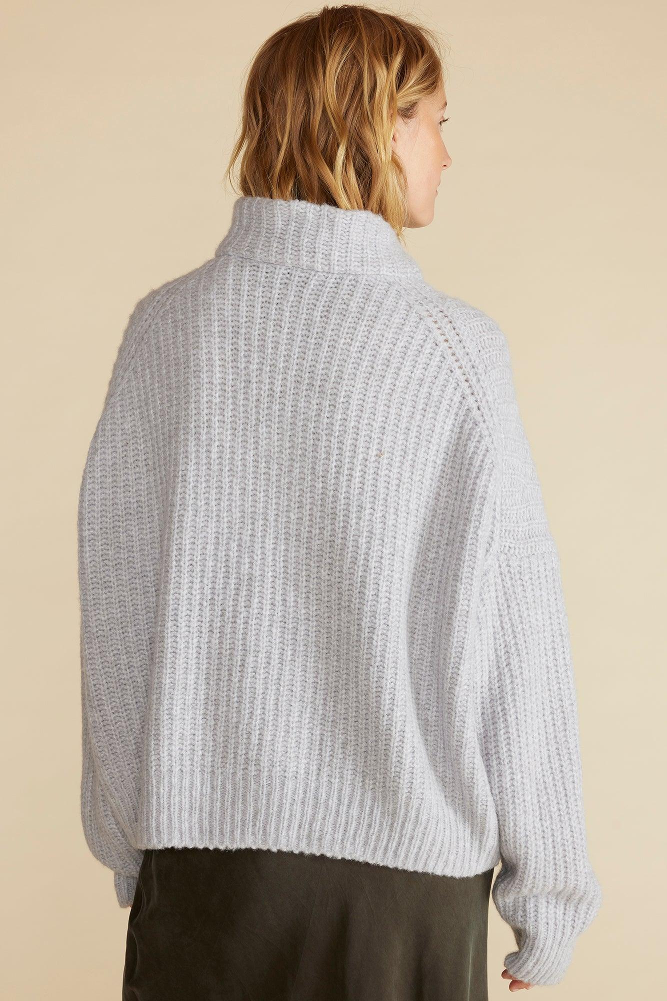 Veronique Chunky Half Zip Pullover Sweater - Heather Grey Product Image