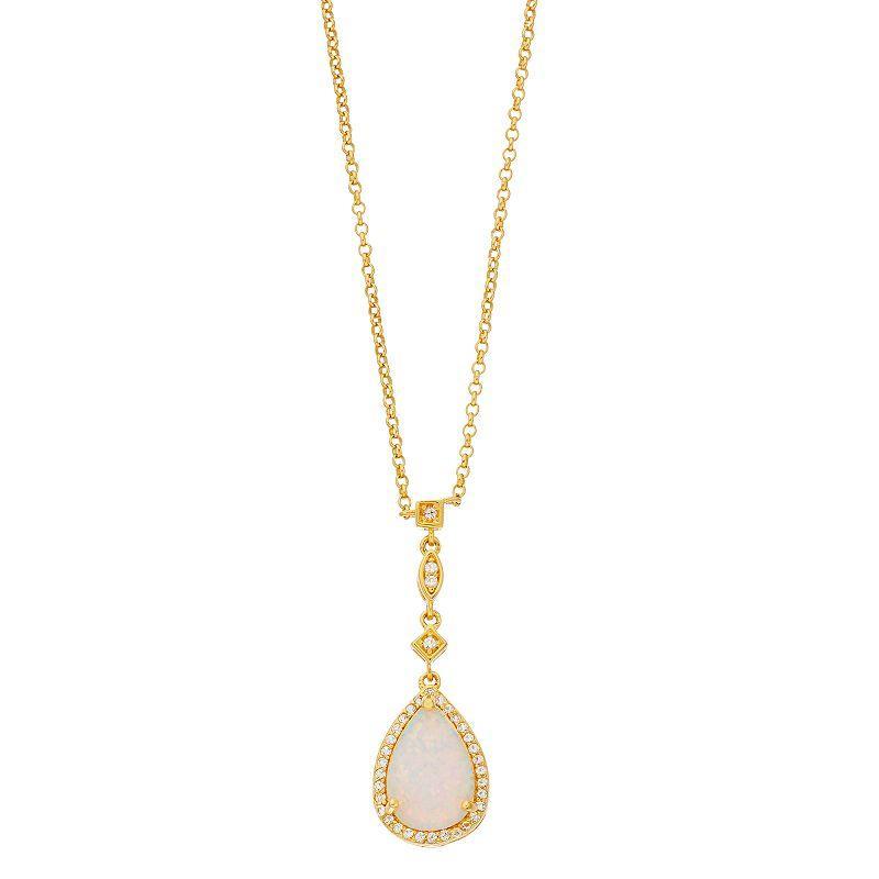 Gemminded 18k Gold Lab-Created Opal Pendant Necklace, Womens Gold Tone Product Image