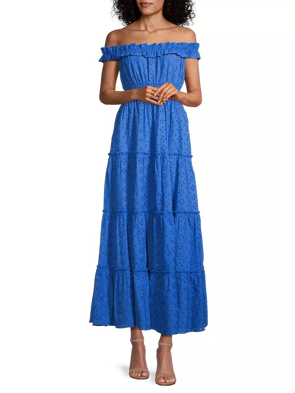 Off-The-Shoulder Eyelet Maxi Dress Product Image