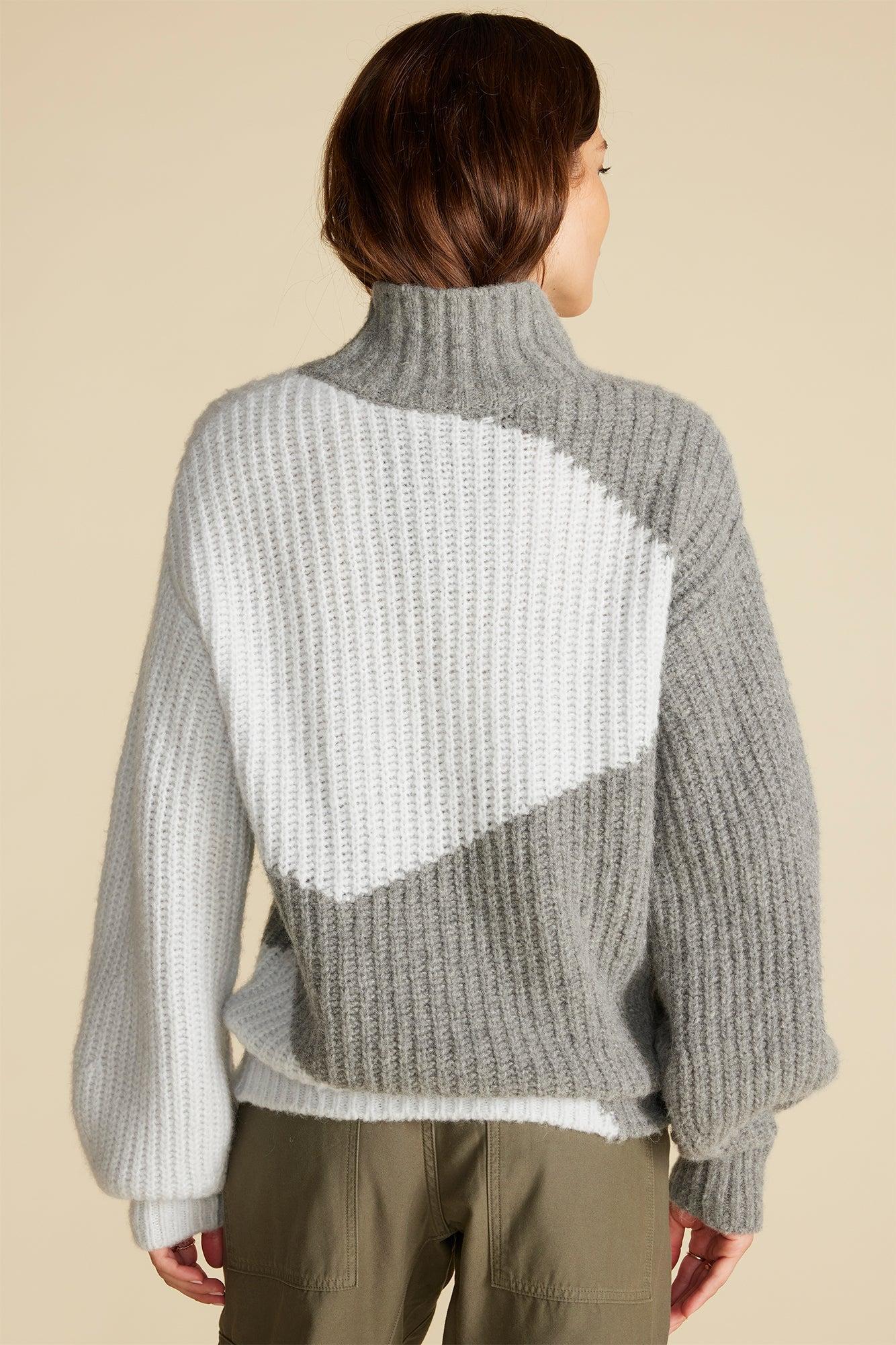 Veira Turtleneck Sweater - Sky Blue and Grey Product Image