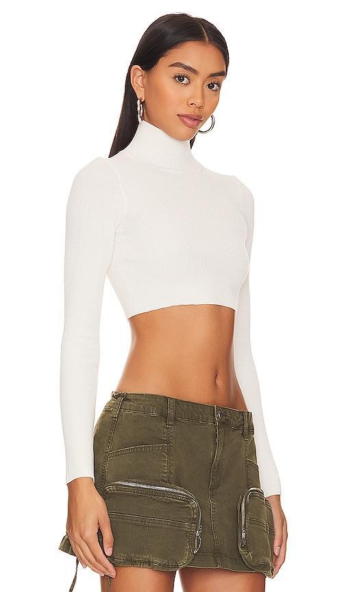 NBD Cara Cropped Knit Mock Neck in Black. Size M, S, XS. Product Image