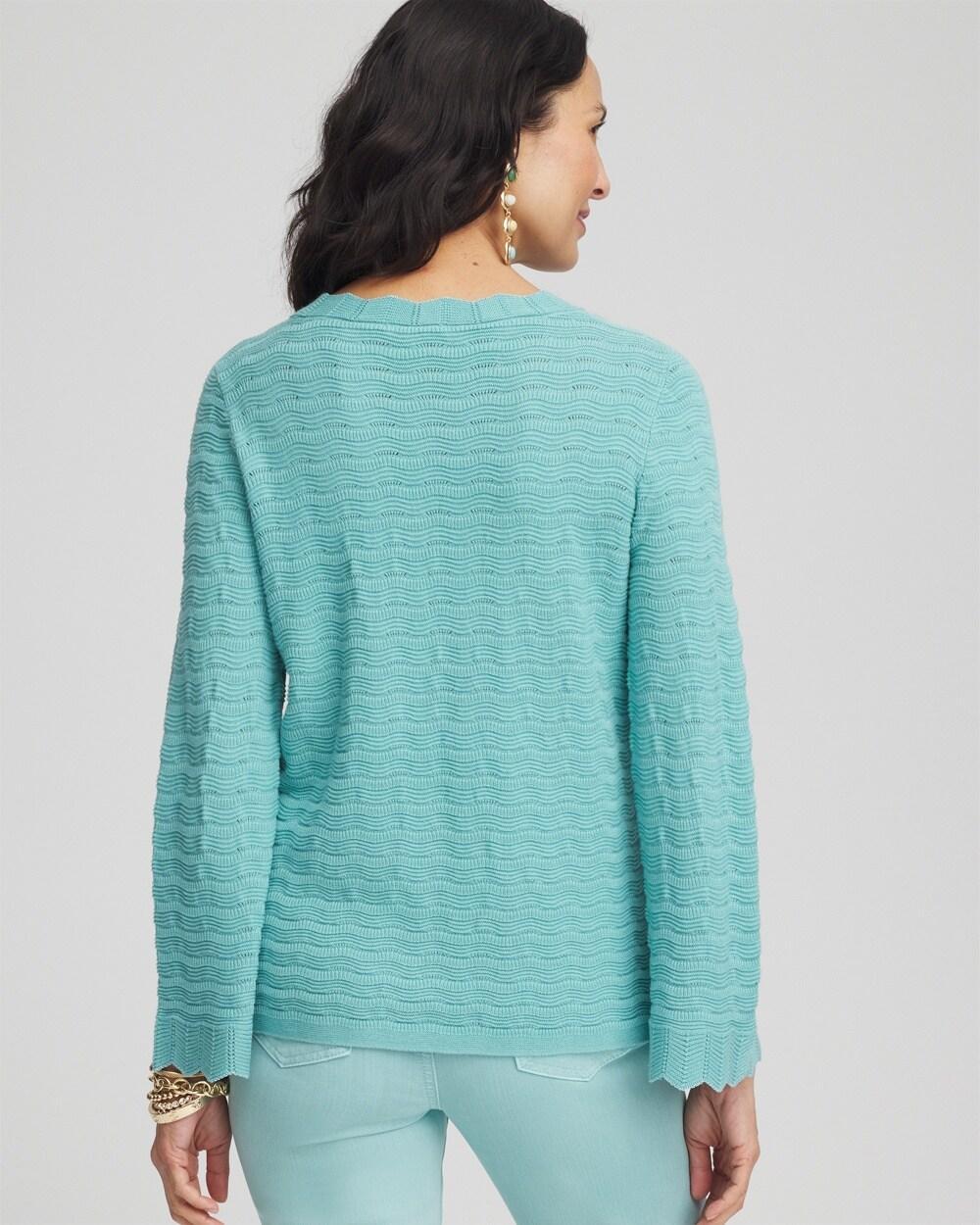 Pointelle Flare Sleeve Pullover Sweater Product Image