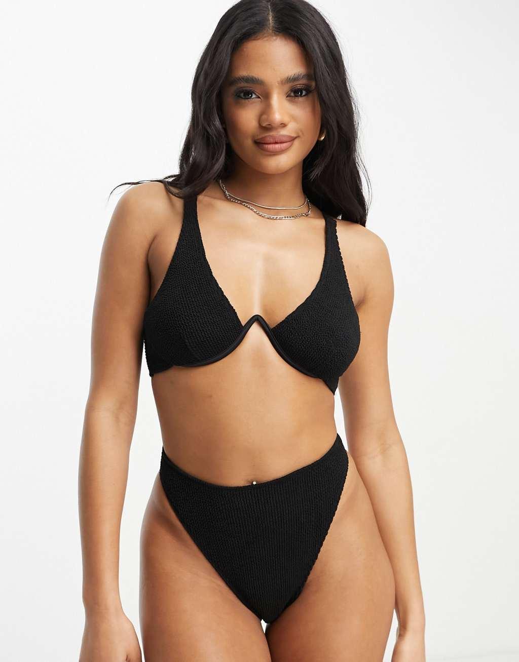 ASOS DESIGN Amy mix and match crinkle monowire bikini top Product Image