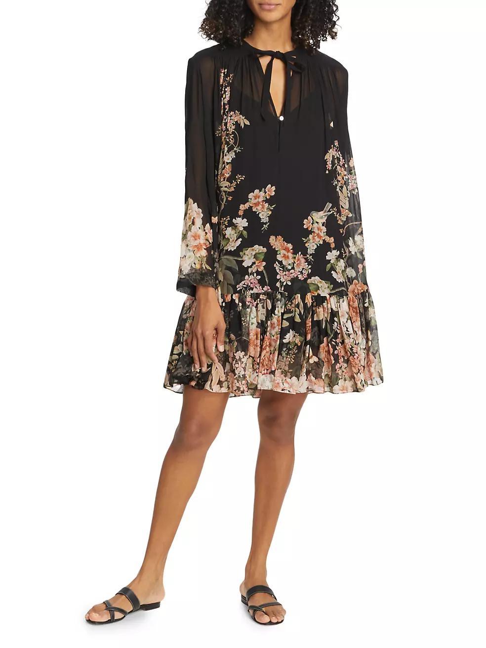 Natura Floral Swing Long-Sleeve Minidress Product Image