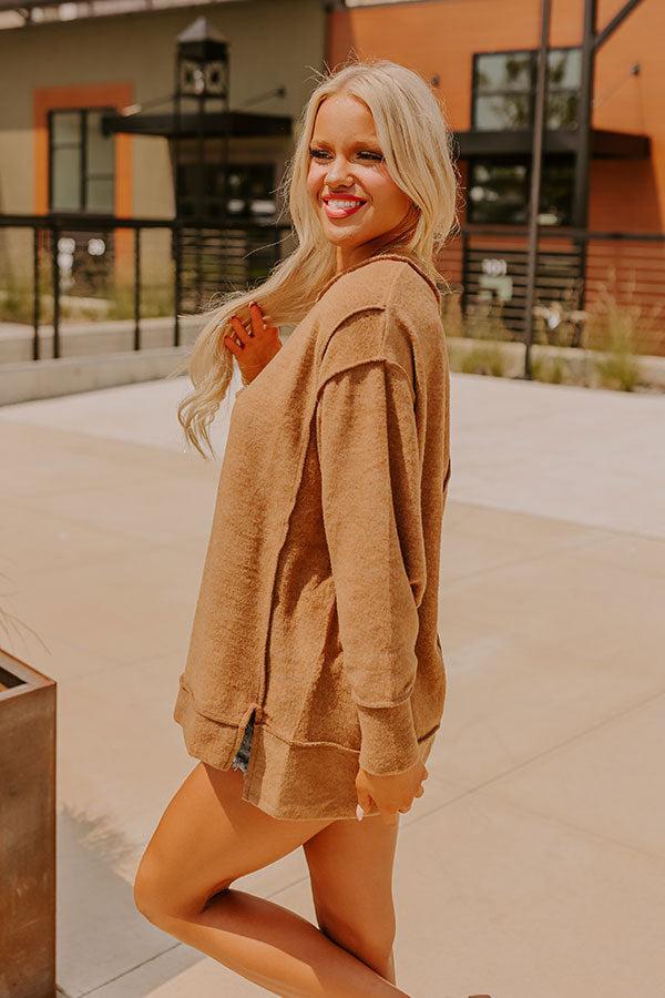 Cue The Cozy Oversized Sweater in Dark Camel Product Image